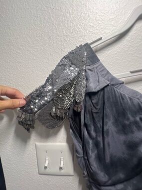 One-Shoulder Sequin Evening Dress in Silver #Y2K #2010s #Targaryen